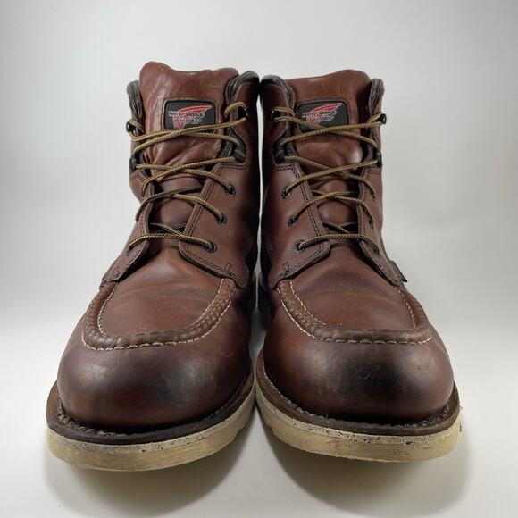 Red Wing 405 Waterproof Leather Work Boots Size 14 D Brown Wedge Moc Toe main image 10